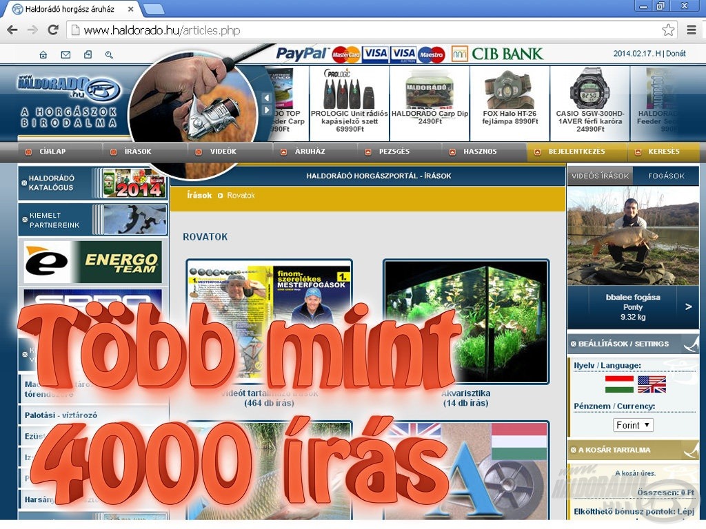 A mai napig több mint 4.000 különböző írás jelent már meg, egy komplett horgász információs adatbázis alakult ki az évek alatt