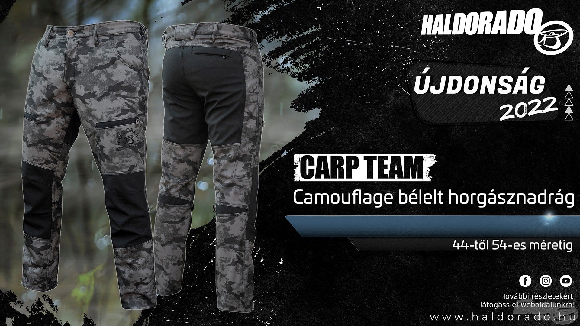 A Haldorádó Carp Team Camouflage bélelt horgásznadrág tulajdonságaiban azonos, egyenértékű a már jól ismert Haldorádó EVO Horgásznadrág őszi-téli, bélelt változatával, ami most kiegészült egy új, különleges dizájnnal!