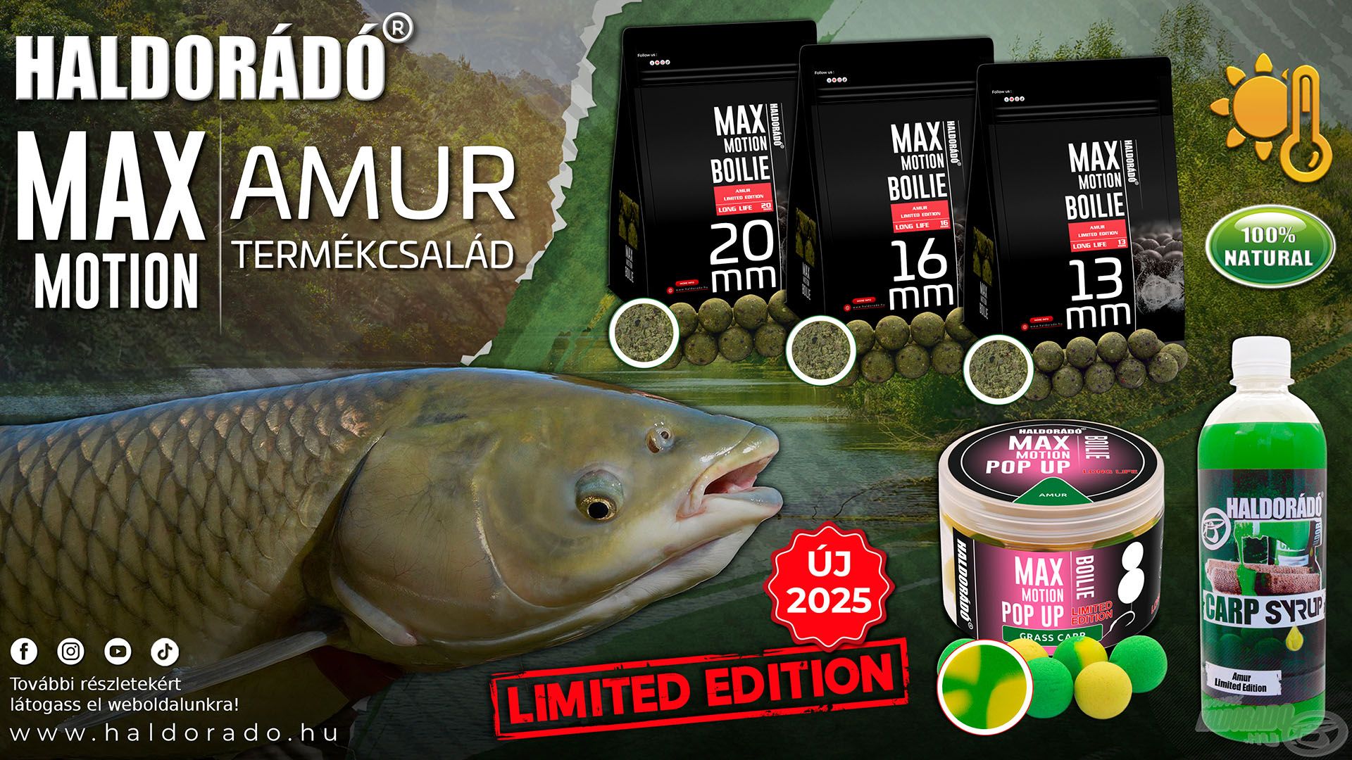 Az ÚJ MAX MOTION Boilie - Limited Edition Amur termékcsaládon belül nemcsak az etetésre szánt, hanem a csalizásra is alkalmas változatok is megtalálhatók
