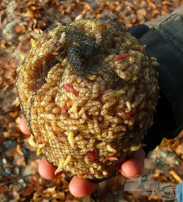 Tömjük meg bátran a hálót! Az ideális méret egy nagyobb grapefruitnak felel meg, ami megközelítőleg fél liter csontkukac egyidejű bejuttatását teszi lehetővé