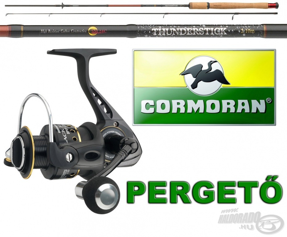 A pergető horgászok egy Cormoran Thunderstick 2,40 m hosszú, 10-40 g dobósúlyú botot, illetve egy Black Master 8PiF 3000 orsót tehetnek próbára