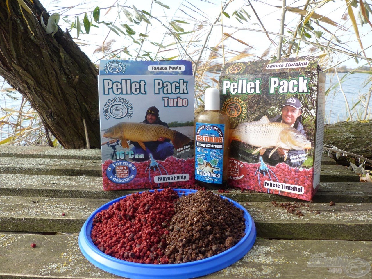 A Pellet Pack Turbo Fagyos Ponty nálam az első számú favorit a hideg vízi horgászatok során. Az ízben harmonizáló CSL Tuning Hideg vízi aroma hozzáadásával azonban bármelyik ízvilágból könnyedén készíthetünk erre az időszakra megfelelő pellet mixet. Esetemben ez a Fekete Tintahalas változat volt, amit 100 ml CSL Tuning Tenger Kincse aromával kevertem be