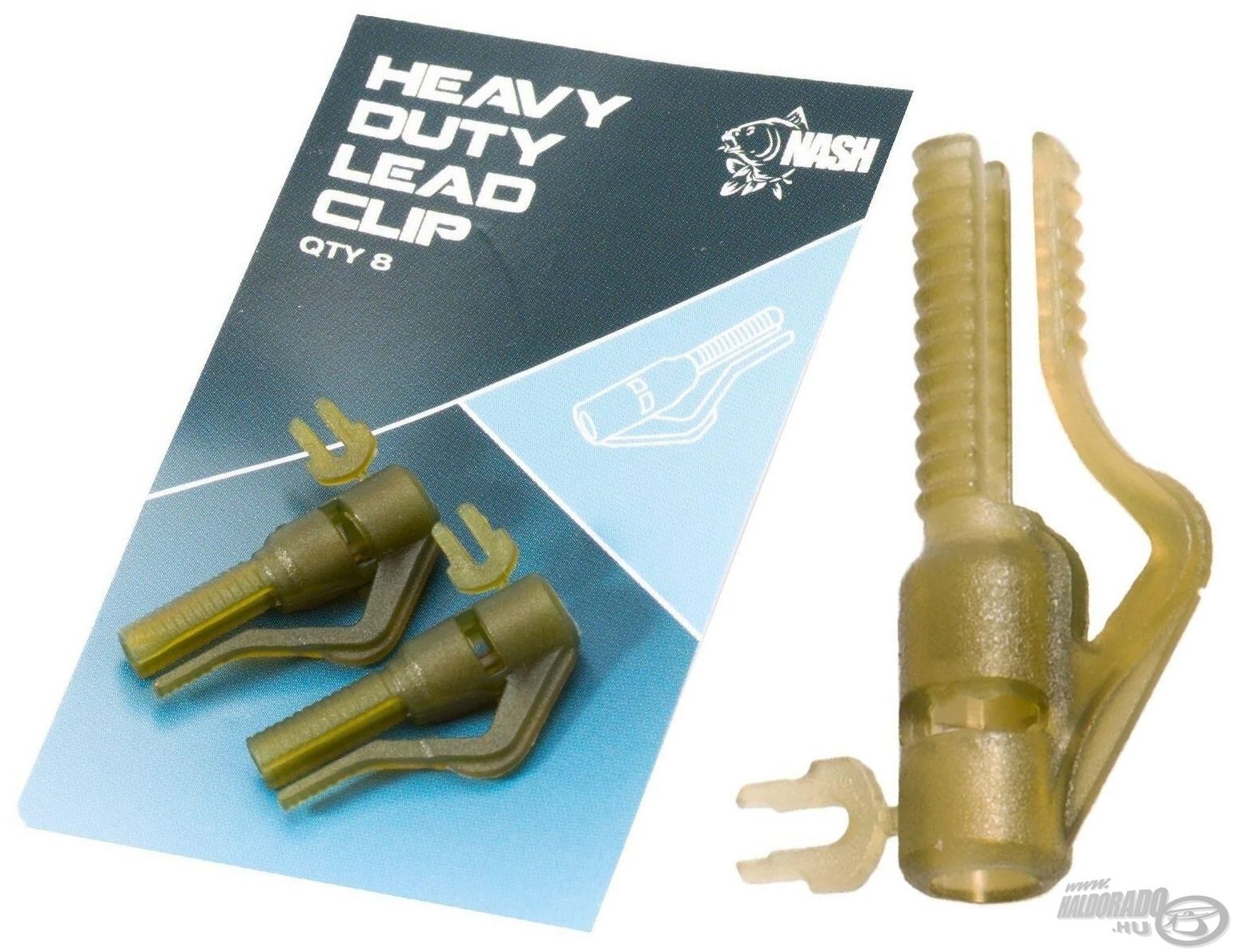 A Nash Heavy Duty Lead Clip egy vastagabb ólomklipsz, melynek erős ólomtartó füle jól bírja a távoli dobásokat, illetve biztonságosan tartja a nagy ólmokat is. Diffusion Camo színezetének köszönhetően szinte láthatatlanná válik a víz alatt biztosítva szerelékünk álcázottságát