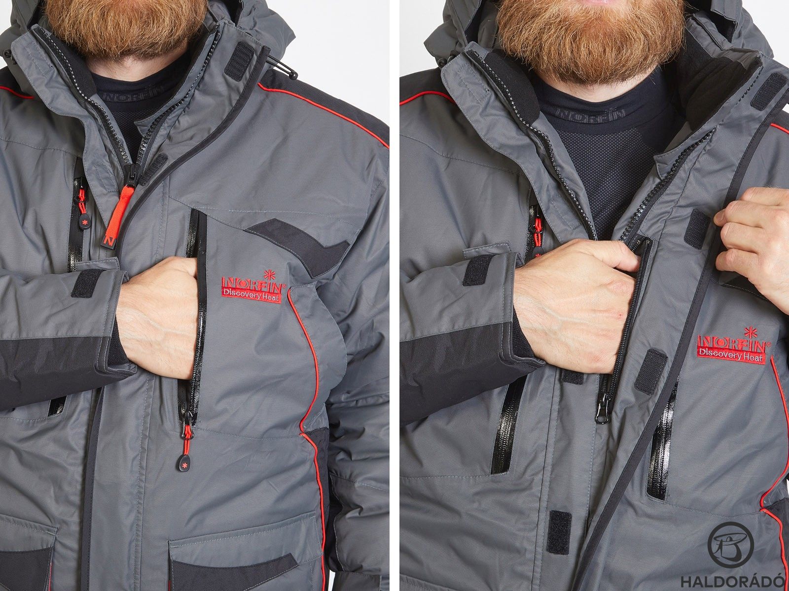 A kabáton és a nadrágon is számos zseb található