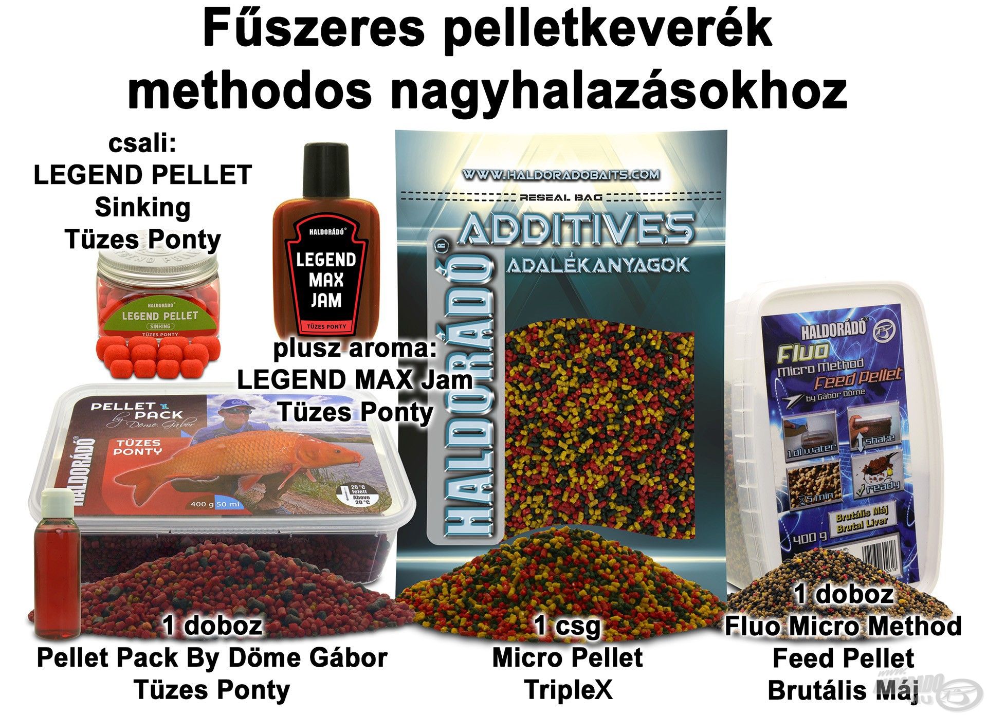 Fűszeres pelletkeverék methodos nagyhalazásokhoz