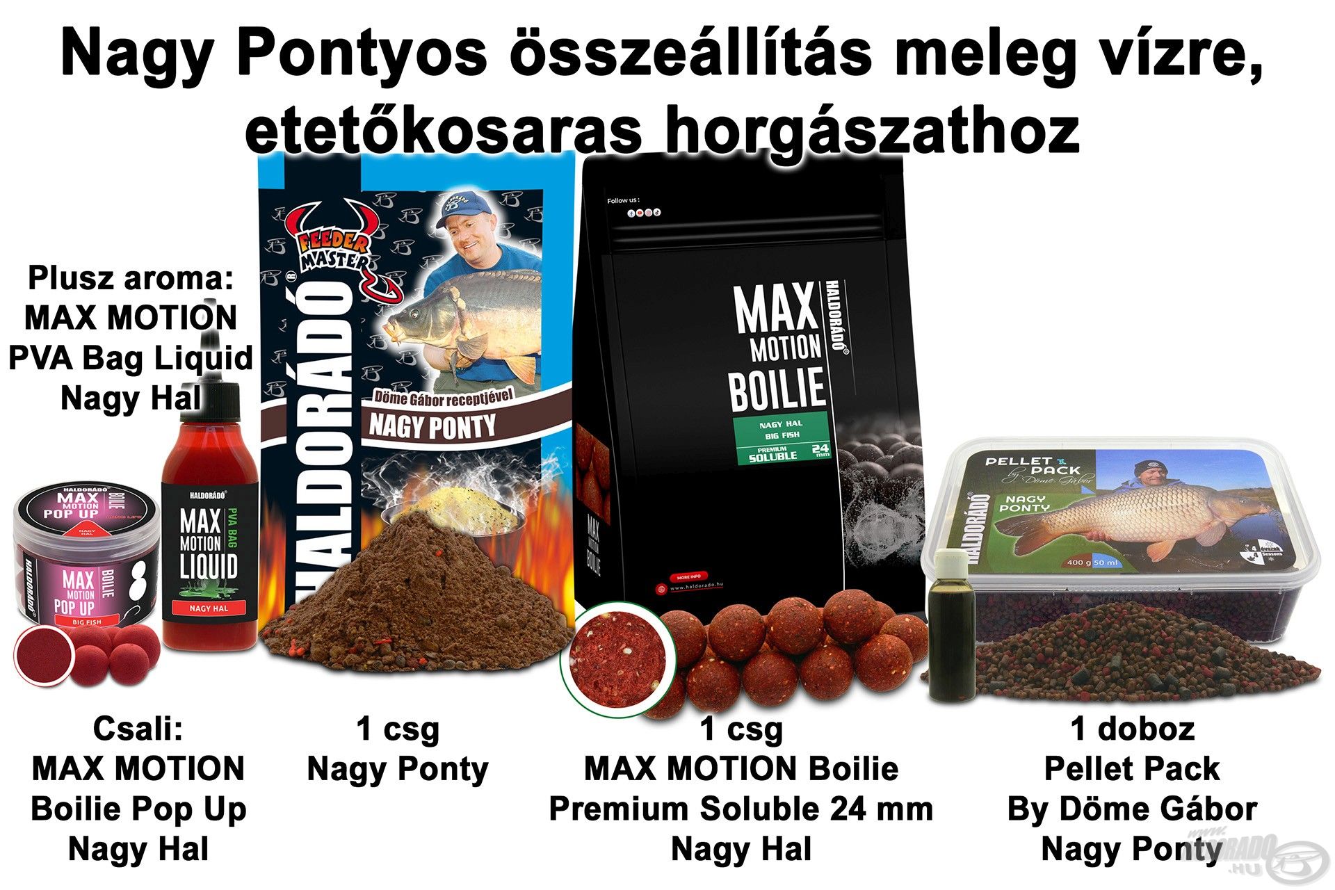 Nagy Pontyos összeállítás meleg vízre, etetőkosaras horgászathoz