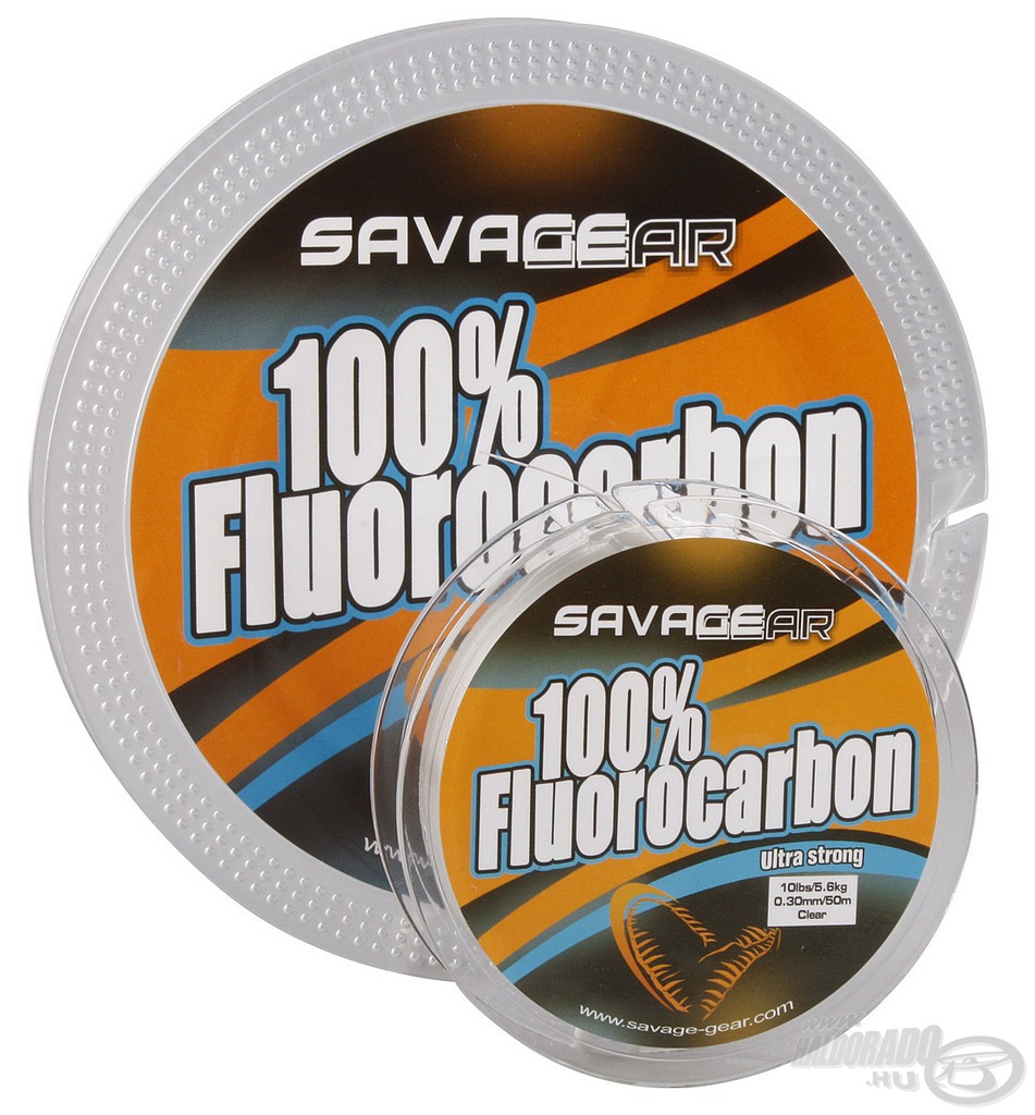 A Savage Gear 100% Fluorocarbon egy prémium minőségű japán fluorokarbon zsinór, mely extrém lágysággal bír