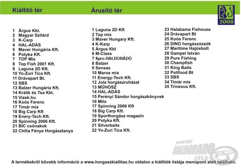 A képre kattintva pontosan láthatók (olvashatók), hogy mely cégek lesznek jelen a HIT csarnokban