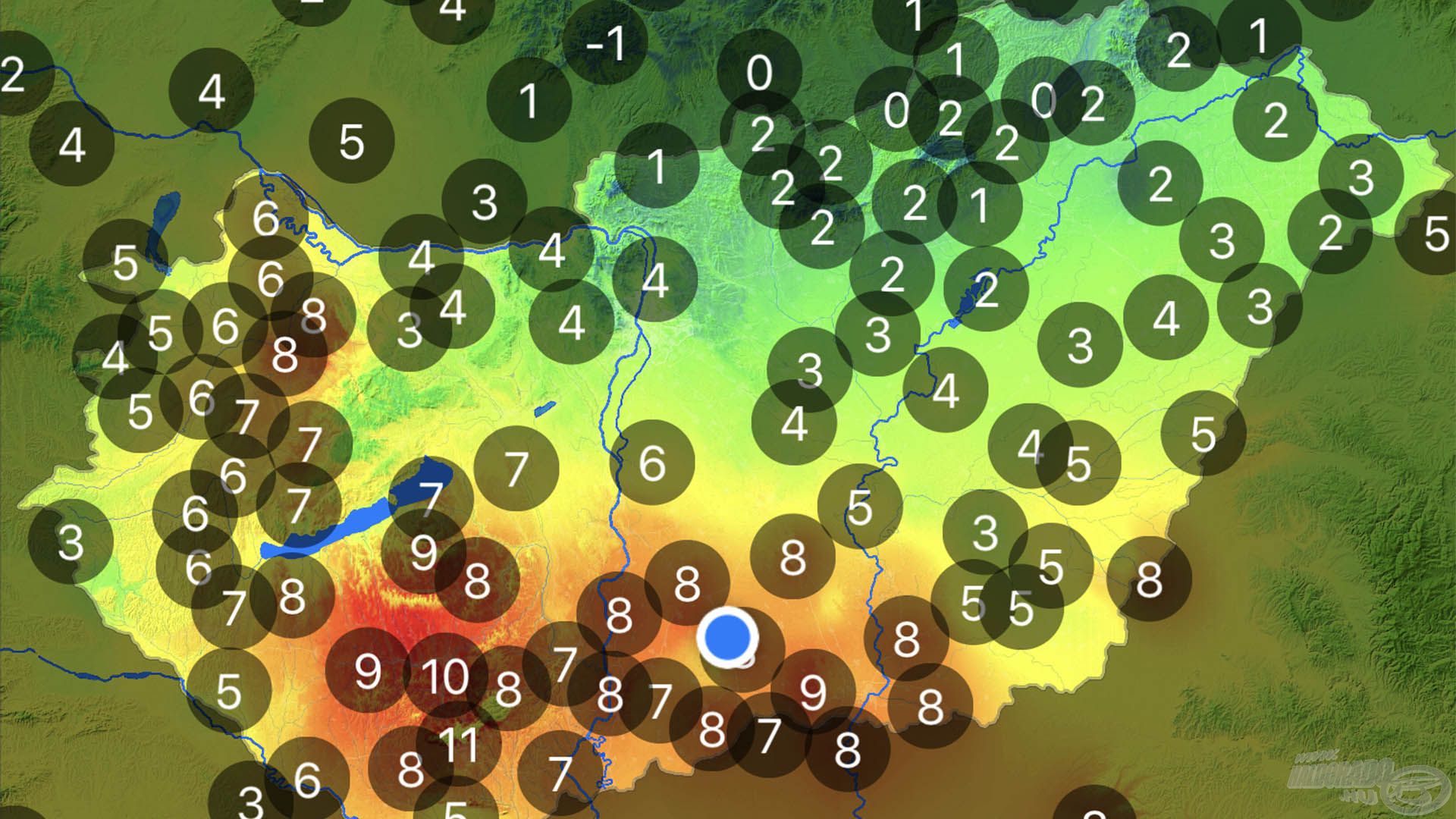8 Celsius-fok és szikrázó napsütés - Forrás - Időkép app
