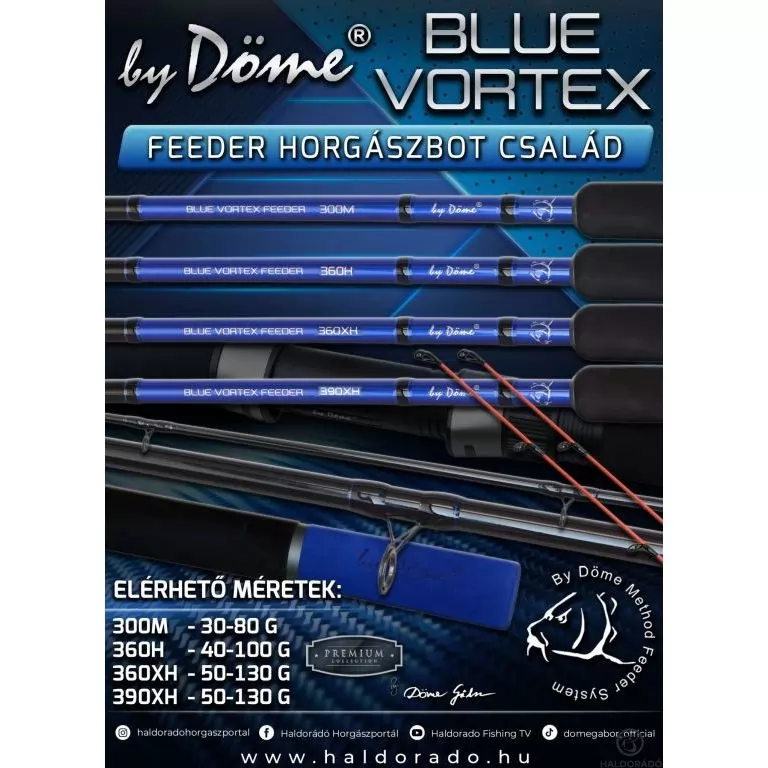 By Döme BLUE VORTEX Feeder 360XH extra erős univerzális feeder horgászbot nagy halakhoz / 1