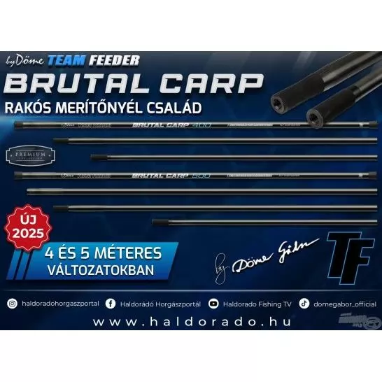 By Döme TEAM FEEDER Brutal Carp rakós merítőnyél 5 m