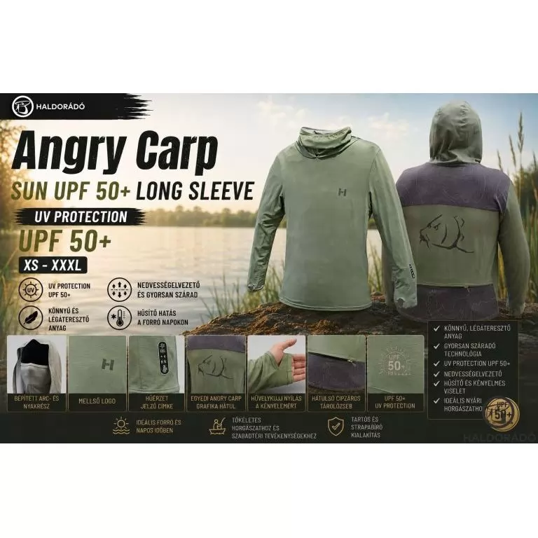 HALDORÁDÓ Angry Carp SUN UPF 50+ Long Sleeve S / 1