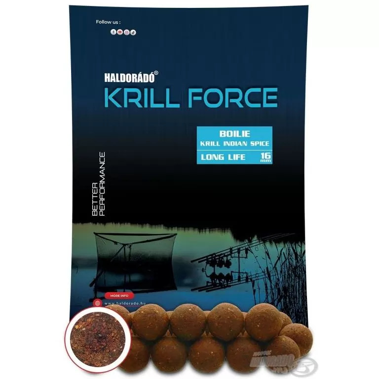 HALDORÁDÓ Krill Force Boilie Long Life 16 mm - Krill Indian Spice / 1