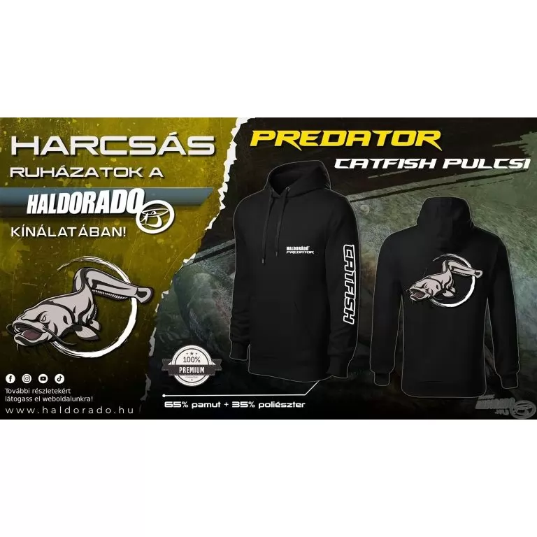 HALDORÁDÓ Predator Catfish Kapucnis belebújós pulóver L / 4