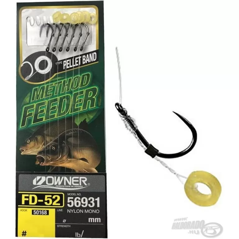 OWNER FD-52 Method Feeder előkötött monofil előke pellet karikával - 16 / 0,18 mm / 1
