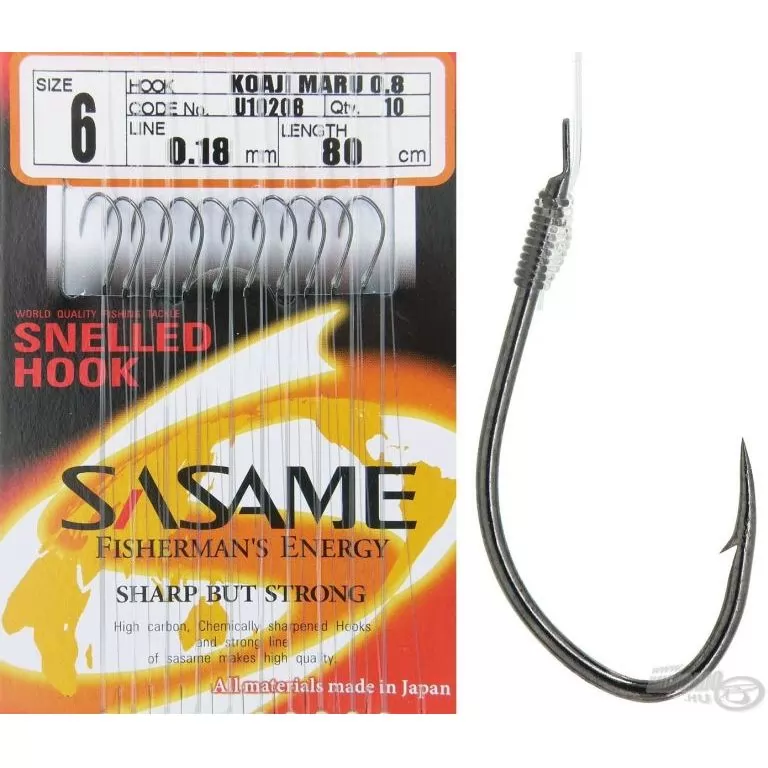 SASAME Koaji Maru előkötött horog fekete 6 / 0,18 mm / 1